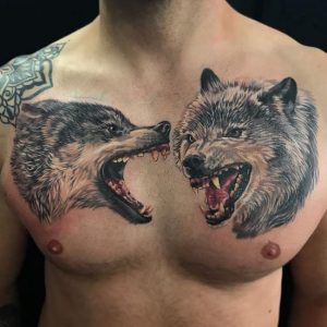 Snarling Wolves On The Chest: Wolf