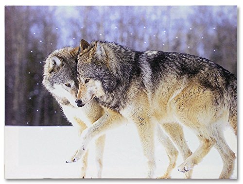 Kissing Wolves LED Lighted Canvas Print Home Decor: gifts for wolf lovers